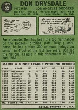 Don Drysdale  baseball card collectible - Main Image 2
