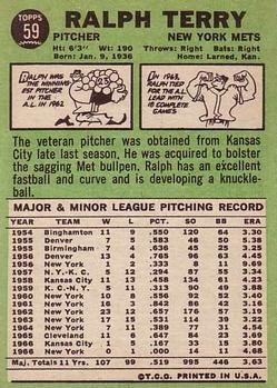 Ralph Terry  baseball card collectible - Main Image 2