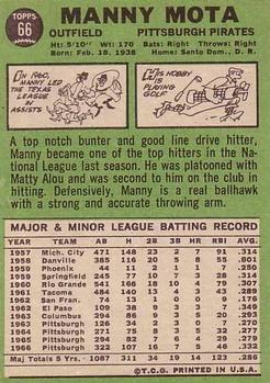 Manny Mota  baseball card collectible - Main Image 2