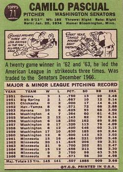 Camilo Pascual  baseball card collectible - Main Image 2