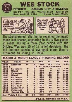 Wes Stock  baseball card collectible - Main Image 2