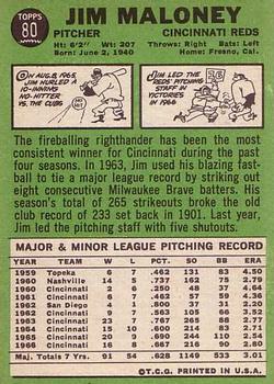 Jim Maloney  baseball card collectible - Main Image 2