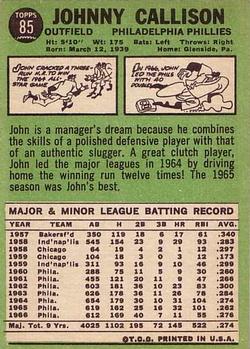 Johnny Callison  baseball card collectible - Main Image 2