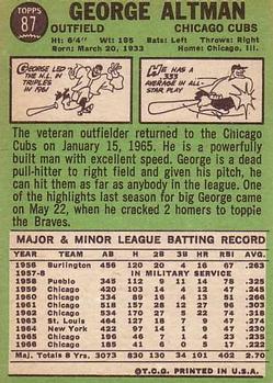 George Altman  baseball card collectible - Main Image 2