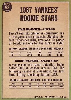 Yankees 1967 Rookie Stars (Stan Bahnsen / Bobby Murcer)  baseball card collectible - Main Image 2