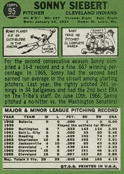 Sonny Siebert  baseball card collectible - Main Image 2