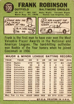 Frank Robinson  baseball card collectible - Main Image 2