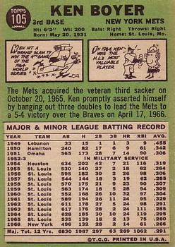 Ken Boyer  baseball card collectible - Main Image 2