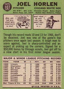 Joel Horlen  baseball card collectible - Main Image 2