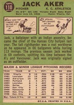 Jack Aker  baseball card collectible - Main Image 2