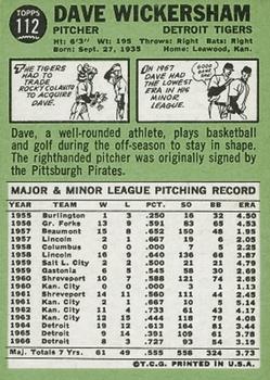 Dave Wickersham  baseball card collectible - Main Image 2