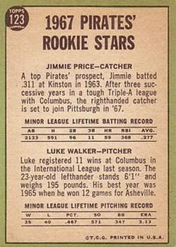 Pirates 1967 Rookie Stars (Jim Price / Luke Walker)  baseball card collectible - Main Image 2