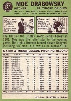 Moe Drabowsky  baseball card collectible - Main Image 2