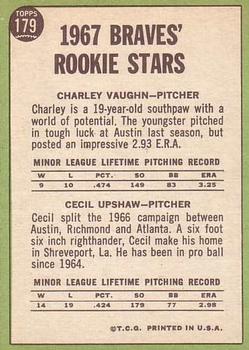 Braves 1967 Rookie Stars (Charles Vaughan / Cecil Upshaw)  baseball card collectible - Main Image 2