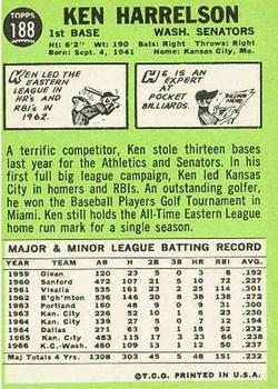 Ken Harrelson  baseball card collectible - Main Image 2