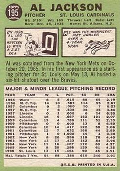 Al Jackson  baseball card collectible - Main Image 2