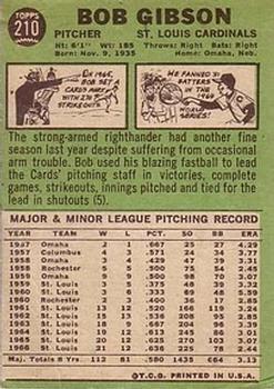 Bob Gibson  baseball card collectible - Main Image 2