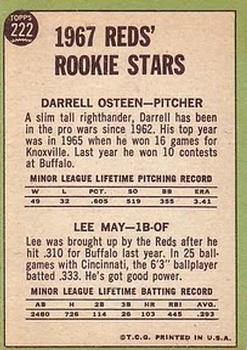 Reds 1967 Rookie Stars (Darrell Osteen / Lee May)  baseball card collectible - Main Image 2