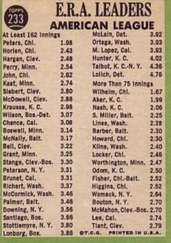 American League 1966 ERA Leaders (Gary Peters / Joel Horlen / Steve Hargan)  baseball card collectible - Main Image 2