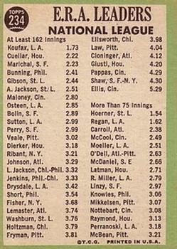 National League 1966 ERA Leaders (Sandy Koufax / Mike Cuellar / Juan Marichal)  baseball card collectible - Main Image 2