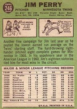 Jim Perry  baseball card collectible - Main Image 2