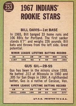 Indians 1967 Rookie Stars (Bill Davis / Gus Gil)  baseball card collectible - Main Image 2