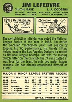 Jim Lefebvre  baseball card collectible - Main Image 2