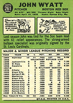 John Wyatt  baseball card collectible - Main Image 2
