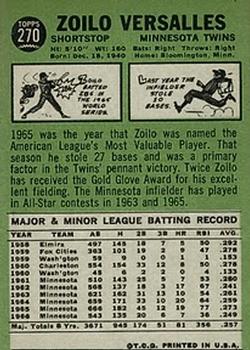 Zoilo Versalles  baseball card collectible - Main Image 2