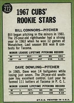 Cubs 1967 Rookie Stars (Bill Connors / Dave Dowling)  baseball card collectible - Main Image 2