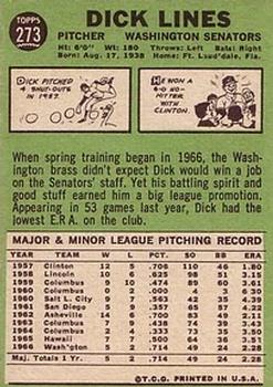 Dick Lines  baseball card collectible - Main Image 2