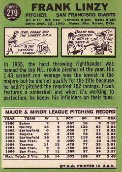 Frank Linzy  baseball card collectible - Main Image 2