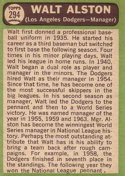 Walt Alston  baseball card collectible - Main Image 2