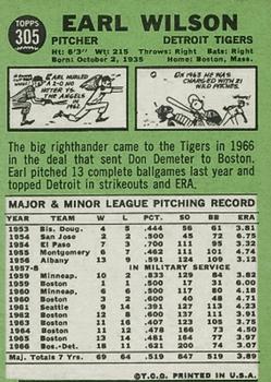 Earl Wilson  baseball card collectible - Main Image 2