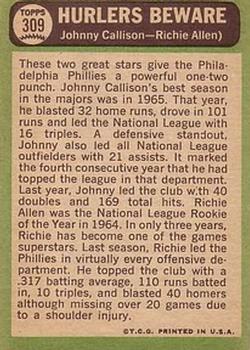 Hurlers Beware (Johnny Callison / Richie Allen)  baseball card collectible - Main Image 2