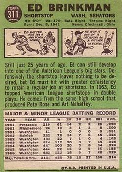 Ed Brinkman  baseball card collectible - Main Image 2