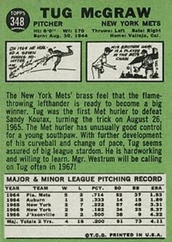Tug McGraw  baseball card collectible - Main Image 2