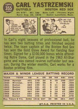 Carl Yastrzemski  baseball card collectible - Main Image 2