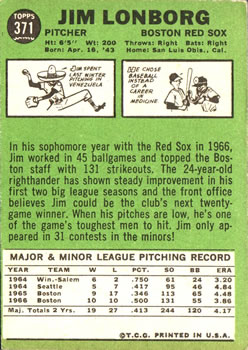 Jim Lonborg  baseball card collectible - Main Image 2