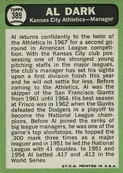 Al Dark  baseball card collectible - Main Image 2