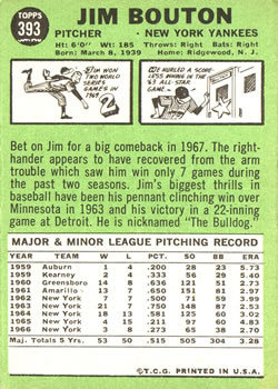 Jim Bouton  baseball card collectible - Main Image 2