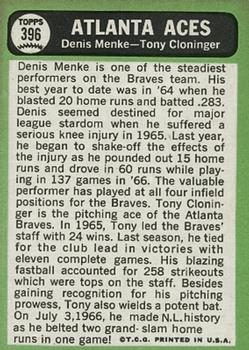 Atlanta Aces (Denis Menke / Tony Cloninger)  baseball card collectible - Main Image 2