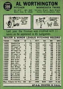 Al Worthington  baseball card collectible - Main Image 2
