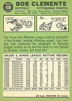 Bob Clemente  baseball card collectible - Main Image 2