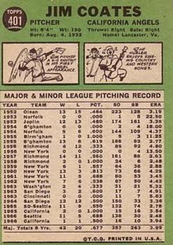 Jim Coates  baseball card collectible - Main Image 2