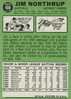 Jim Northrup  baseball card collectible - Main Image 2