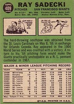 Ray Sadecki  baseball card collectible - Main Image 2