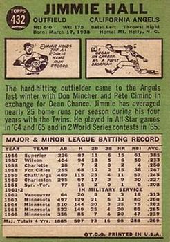 Jimmie Hall  baseball card collectible - Main Image 2