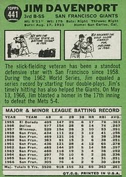 Jim Davenport  baseball card collectible - Main Image 2
