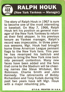 Ralph Houk  baseball card collectible - Main Image 2